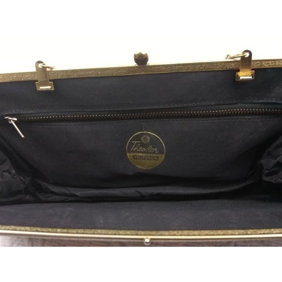 Vintage Theodor California extra wide elegant small handbag gold chain - Picture 2 of 12
